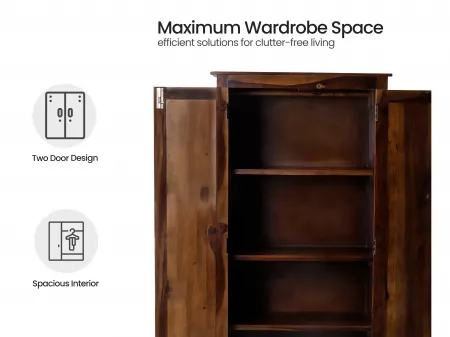 Belle Solid Wood 2 Door Wardrobe